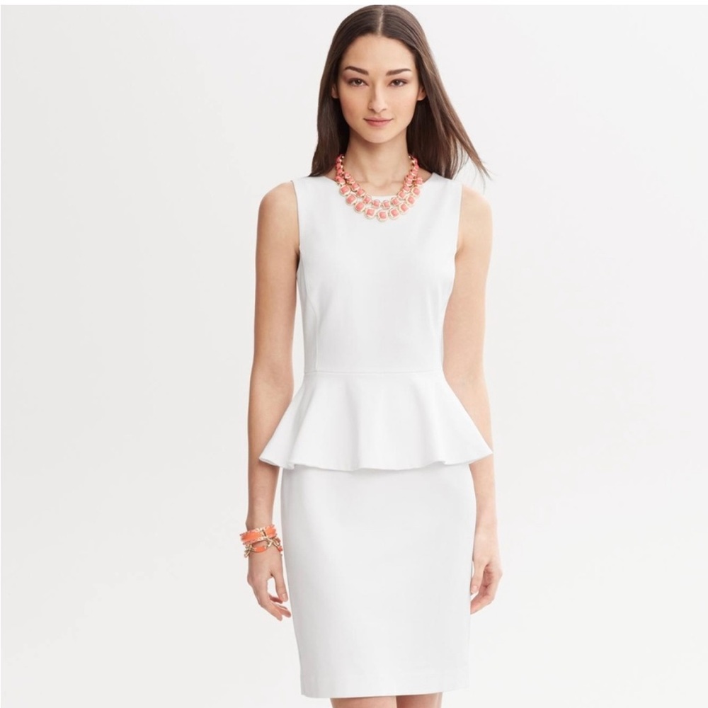 NWT Banana Republic White Peplum Dress - Size 6